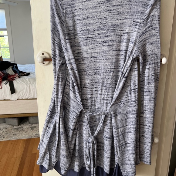 Striped Gray and Blue Open Cardigan - Picture 2 of 2